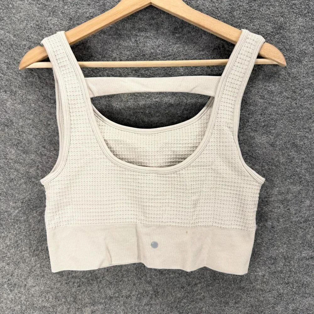 Yogalicious Waffle Seamless Melanie Bra Women XL Beige Opaque Wireless Push Up